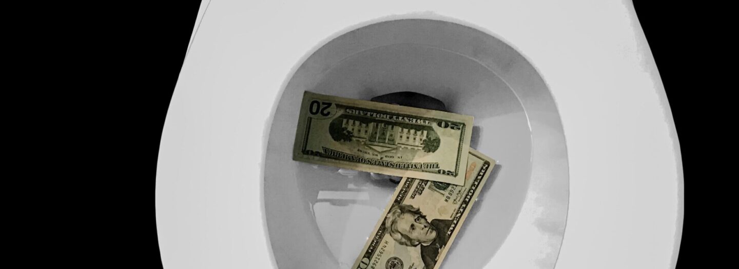 Money in toilet