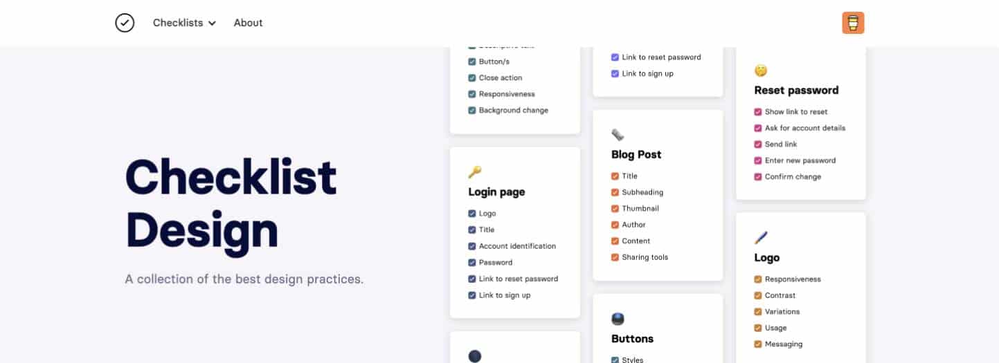 screenshot of Checklist Design's home page