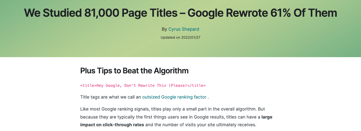How Google Rewrites Page Titles