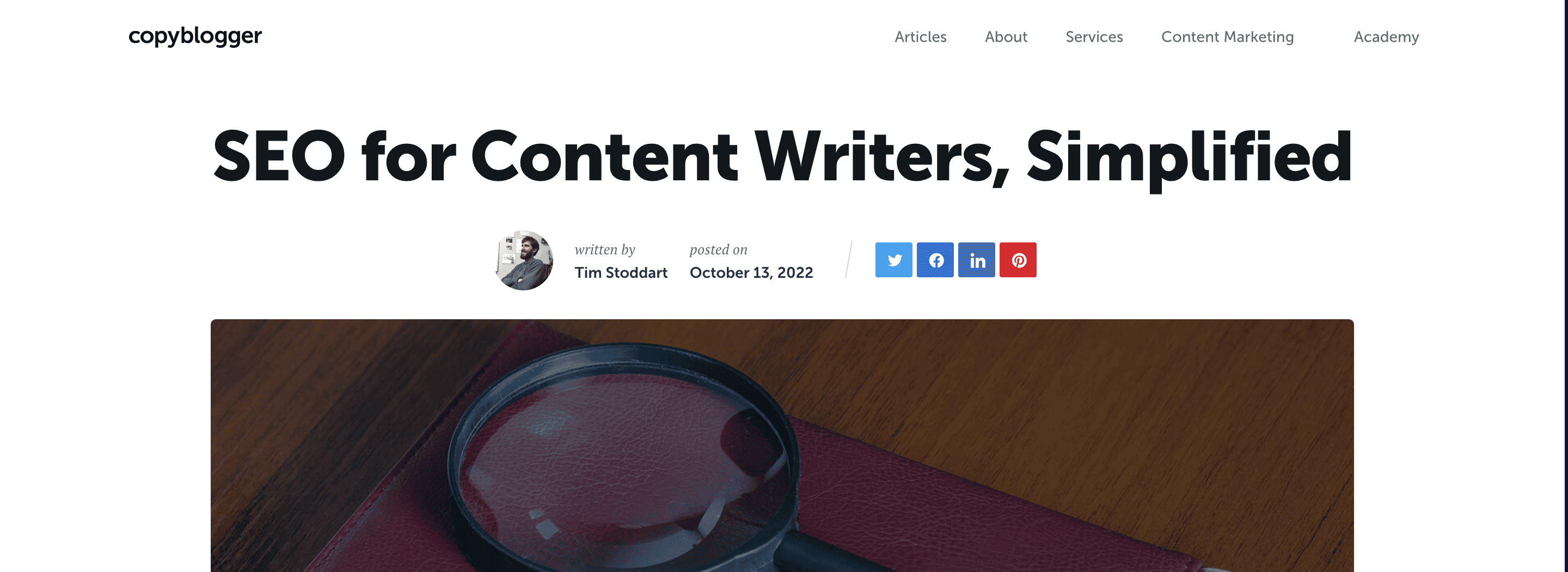 Screenshot of SEO for Content Writers - Simplified from Copyblogger