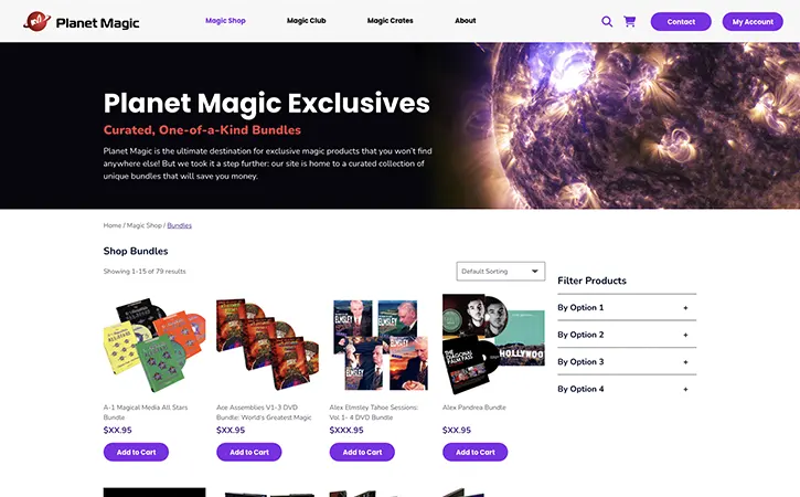 Planet Magic store with products